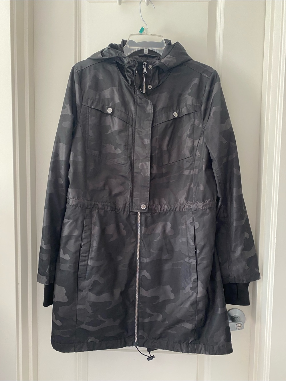 MICHAEL Michael Kors Black Gray Camo Hooded Utility Jacket